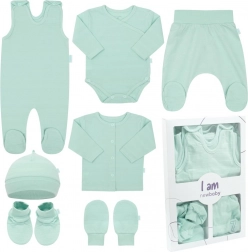 Newborn set voor het kraamziekenhuis NEW BABY I AM, mint, 7-delig