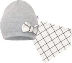 Baby mutsje en halsdoek NEW BABY Missy, grijs (3–6 maanden)