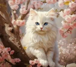 Norimpex diamant painting Witte kat in een boom 30 × 40 cm