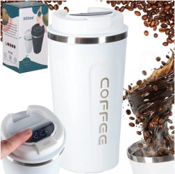 Thermische reisbeker met drinktuit en led-display 500 ml wit