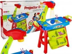 Educatieve kindertafel met projector, laden en sjablonen – blauw‑rood