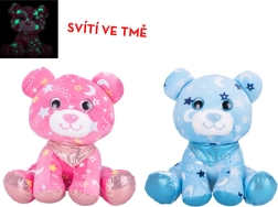 Pluchen teddybeer 20 cm met sjaaltje, lichtgevend in het donker