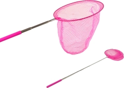 Roze telescopisch netje voor vlinders en kleine visjes 85 cm