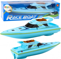 Blauwe motorboot op batterijen