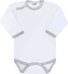 Babyromper met lange mouwen en grijze bies NEW BABY