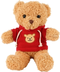 Kruzzel pluchen teddybeer 30 cm, lichtbruin met hoodie