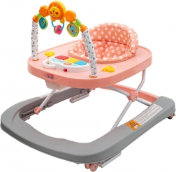 Babyloopstoel met verstelbare hoogte en siliconen wieltjes NEW BABY Forest Kingdom Pink