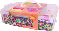 Playbox strijkkralen in plastic koffer Happy Mix met pegboard en voorbeelden 12.000 stuks