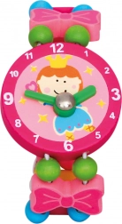 Houten horloge met een elfjesontwerp roze