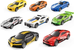 Set van 4 raceautootjes met terugtrekmechanisme 7 cm