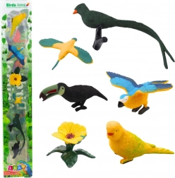 Set miniatuur exotische vogels Hibiscus geel 4-11 cm 6 stuks