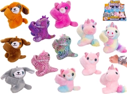 Pluche zelfoprollende armband met diertje voor kinderen