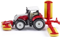 Siku Farmer tractor Steyr met Pöttinger maaiers – metalen model
