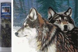 Diamantschilderen – wolven in de winter 30 × 40 cm