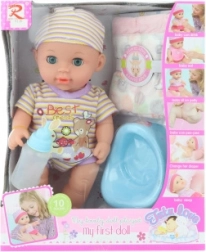 Interactieve babypop met accessoires – plast en maakt geluiden