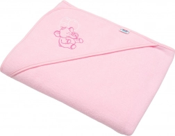 Kinder badstof handdoek met capuchon NEW BABY 100 × 100 cm roze olifantje