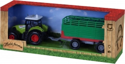 Plastic tractor met geluid en licht met hooi-aanhanger