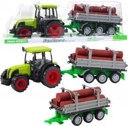 groene tractor met aanhanger voor boomstammen 47 cm