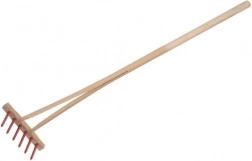 Teddies kinderhark met houten steel 90 cm – Rood