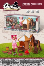 Speelset met paardje, pop en accessoires