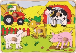 Goki houten inlegpuzzel op de boerderij