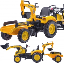 Traptractor FALK KOMATSU met voorlader, achtergraaf en aanhanger