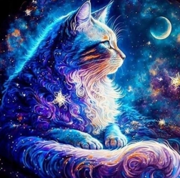 Diamant schilderen Ruimtekat 30x40 cm