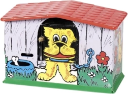 blikken spaarpot hondje in hondenhok