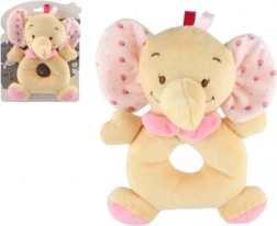 Pluchen rammelaar olifant roze 18 cm