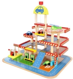 Houten parkeerplaats met garage voor kinderen