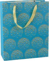 Cadeautas blauw met gouden sterren 32 × 26 × 12 cm