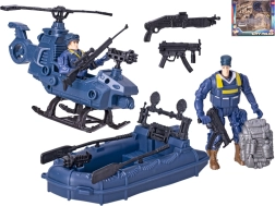 Politieset met helikopter en boot, figuren en accessoires