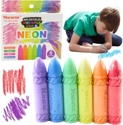Neon krijt voor op het bord en de stoep - set van 6 stuks