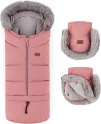 Petite&Mars winterset voetenzak Arctic 4v1 en kinderwagenhandschoenen Furry old rose