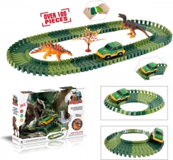 Variabele baan met dinosaurussen – 100 delen met lichtgevend autootje