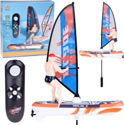 RC windsurfer met LED-verlichting – op afstand bestuurbaar watertspeelgoed – modrá