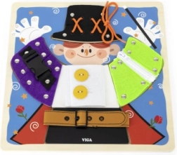 VIGA houten manipulatiebord tovenaar montessori – ritsen, knopen en gespen