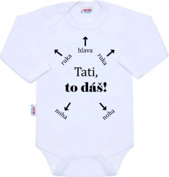 Katoenen romper met print New Baby Papa, jij kunt het! lange mouw