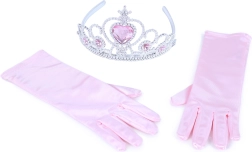 Prinsessenset roze handschoenen en kroon