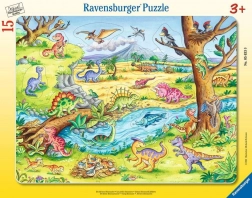 Inlegpuzzel Dinosaurussen 15 stukjes