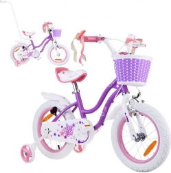 Kinderfiets RoyalBaby Star Girl 14 inch met mandje en zijwieltjes – Paars