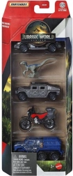 Matchbox Jurassic World – set van 4 autootjes en dinosaurus