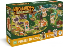 Houten puzzel Wie leeft er in het bos? 16 stukjes