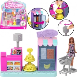Mini supermarkt Barbie Land met pop en kassa