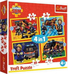 Puzzel 4-in-1 BRANDWEERMAN SAM – brandweer op uitruk (35, 48, 54, 70 stukjes) Trefl