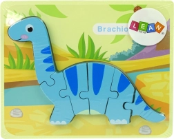 Houten puzzel dinosaurus brachiosaurus blauw
