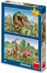 Puzzle DINO gevecht van dinosaurussen 2×48 stukjes