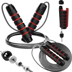 Verstelbaar stalen springtouw met lagers en foam handgrepen 3 m