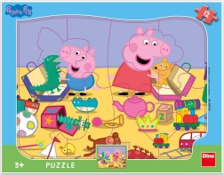 Dino puzzel Peppa Pig speelt - vormen 12 stukjes