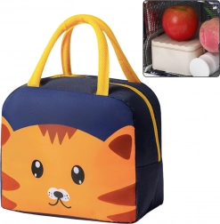 Thermo-geïsoleerde lunchtas met katmotief blauw 23 cm